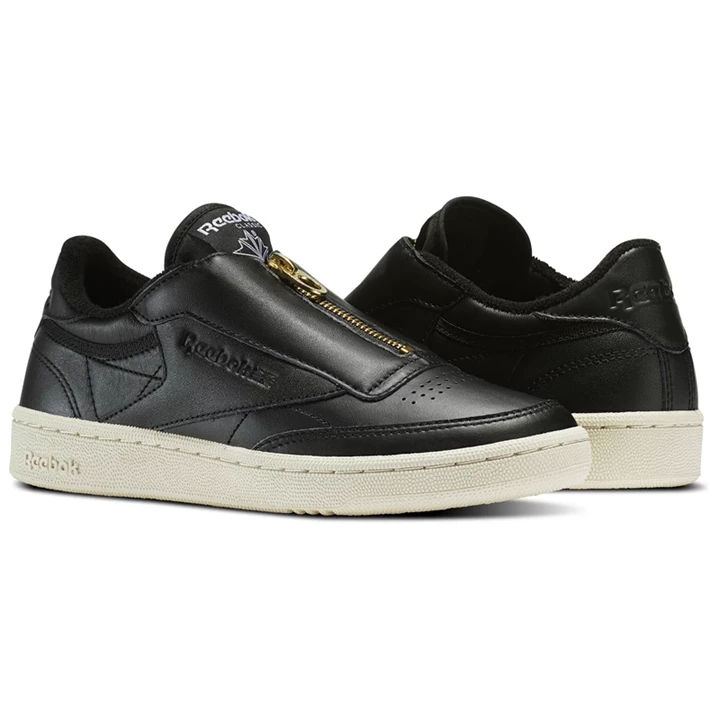 Zapatillas Reebok Club C 85 Zip Mujer Negras Blancas | 693048NWG