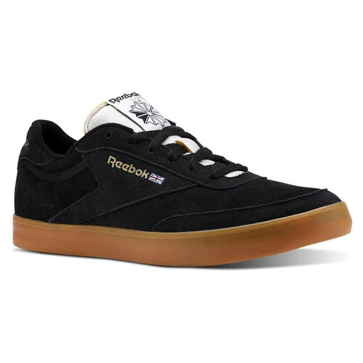 Zapatillas Reebok Club C Gum Hombre Negras Blancas Doradas | 471938RHU