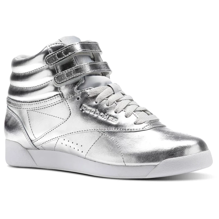 Zapatillas Reebok Freestyle Hi Mujer Plateadas Metal Gris Blancas | 647053NIV