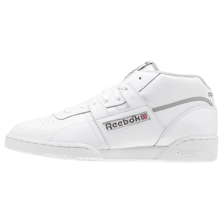 Zapatillas Reebok Workout Clean Mid Hombre Blancas Gris Oscuro Rojas | 569840HFX