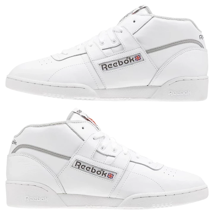 Zapatillas Reebok Workout Clean Mid Hombre Blancas Gris Oscuro Rojas | 569840HFX