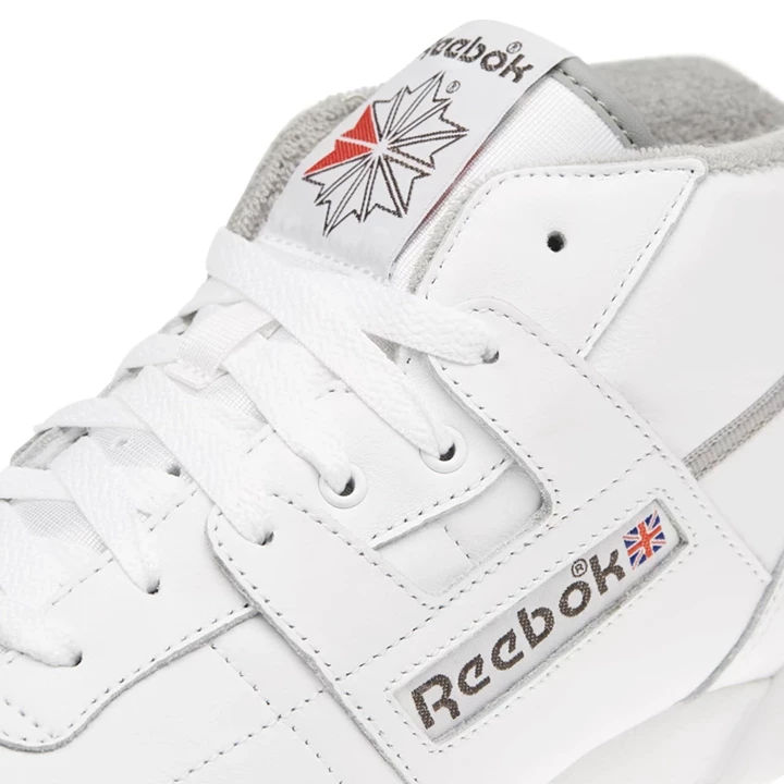 Zapatillas Reebok Workout Clean Mid Hombre Blancas Gris Oscuro Rojas | 569840HFX