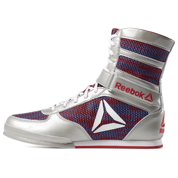 Zapatos De Combate Reebok Boxing Boots Hombre Plateadas Rojas Blancas | 076153LFP