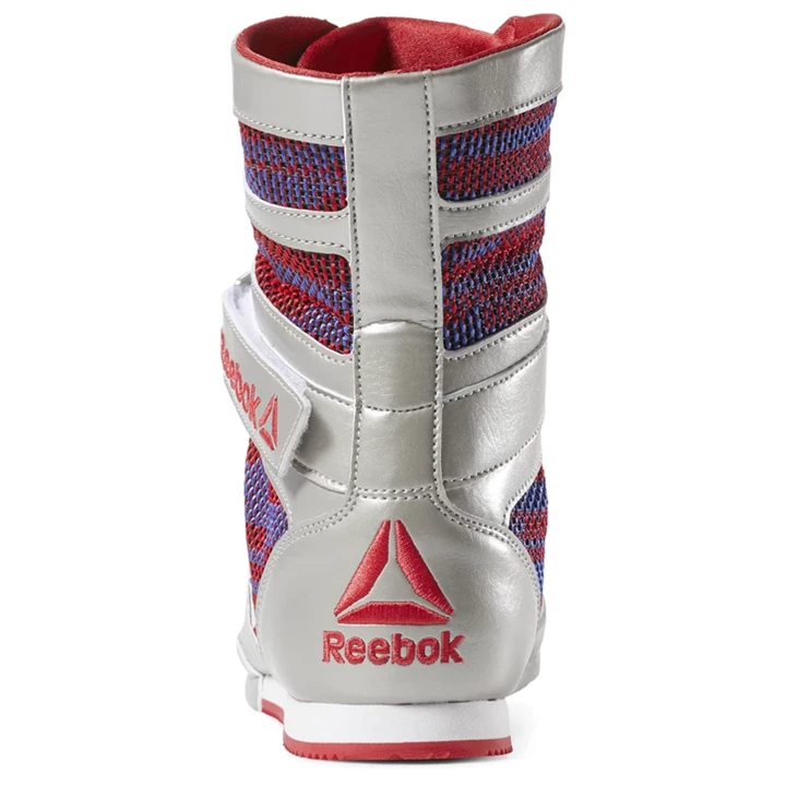 Zapatos De Combate Reebok Boxing Boots Hombre Plateadas Rojas Blancas | 076153LFP