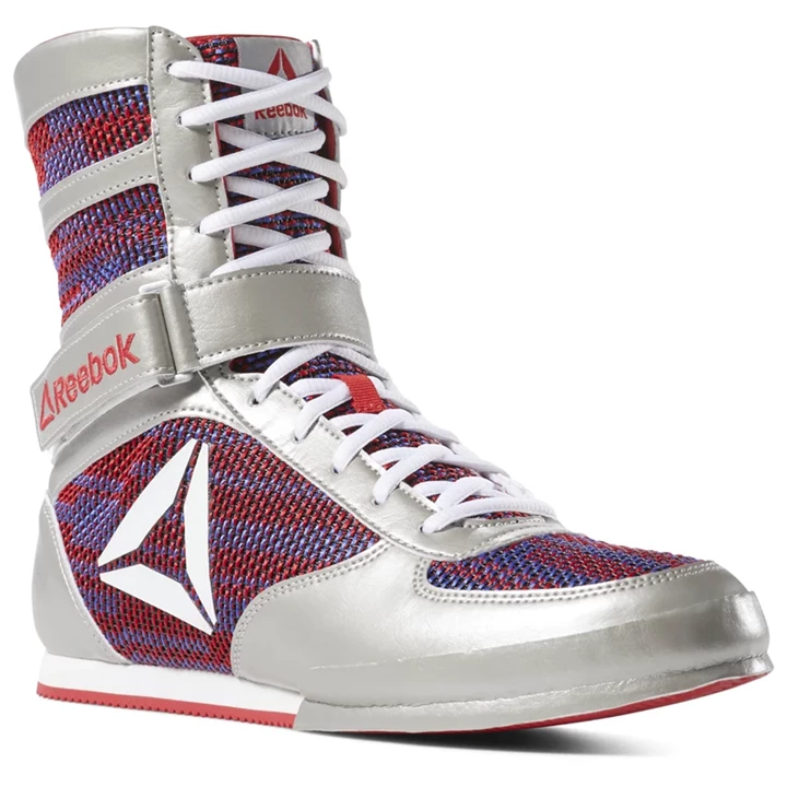 Zapatos De Combate Reebok Boxing Boots Hombre Plateadas Rojas Blancas | 076153LFP