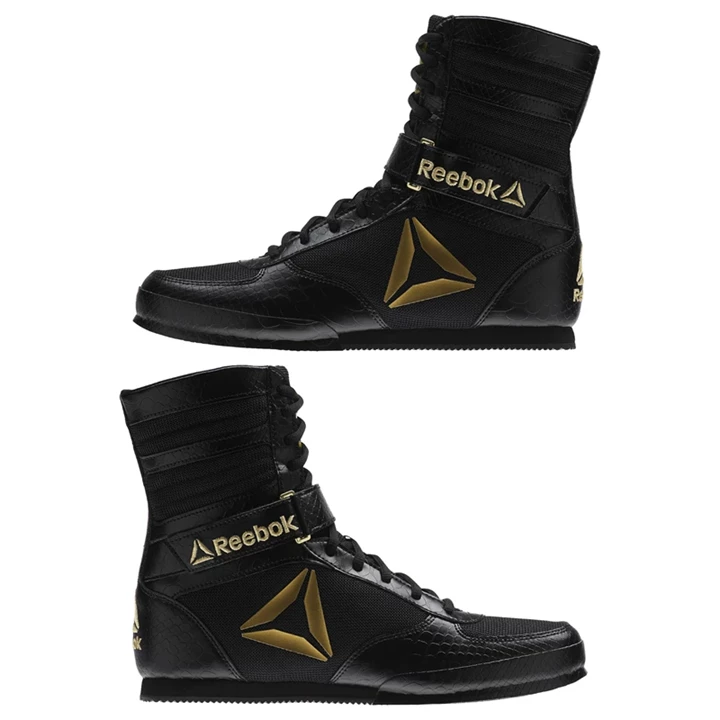 Zapatos De Combate Reebok Boxing Boots Hombre Negras Doradas | 158937ZYO