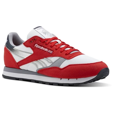 Zapatillas Reebok Classic Leather Hombre Rojas Blancas Gris Plateadas | 980745VWS