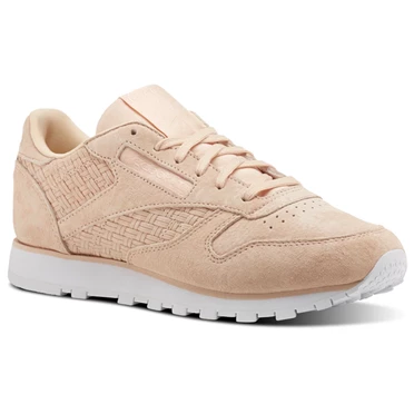 Zapatillas Reebok Classic Leather Woven EMB Mujer Rosas Blancas | 831069NZL