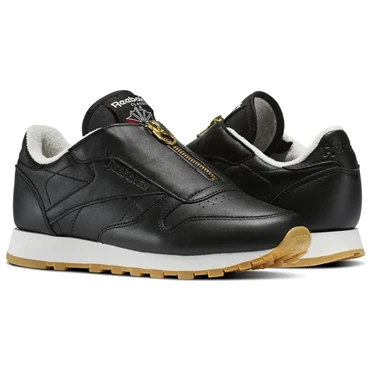 Zapatillas Reebok Classic Leather Zip Mujer Negras | 319720BZK