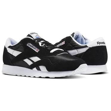 Zapatillas Reebok Classic Nylon Hombre Negras Blancas | 471863ZXS