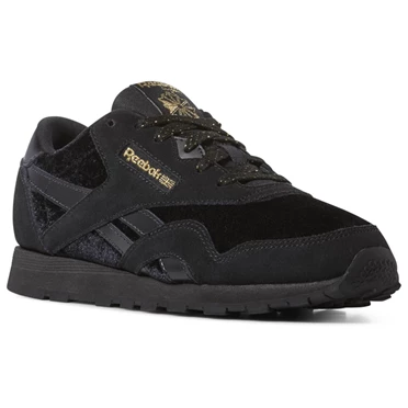 Zapatillas Reebok Classic Nylon Niños Negras Doradas | 390865ENM