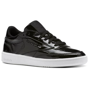 Zapatillas Reebok Club C 85 Charol Mujer Negras Blancas | 768432AIJ