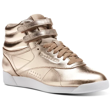 Zapatillas Reebok Freestyle Hi Mujer Doradas Blancas Plateadas | 237059ISF