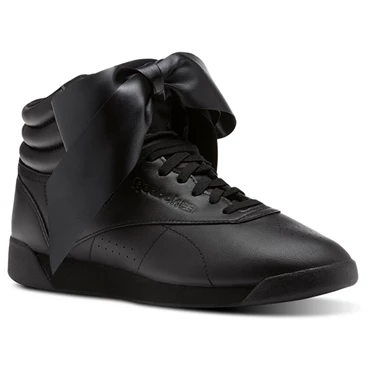 Zapatillas Reebok Freestyle Hi Satin Bow Mujer Negras Gris | 283170ODN