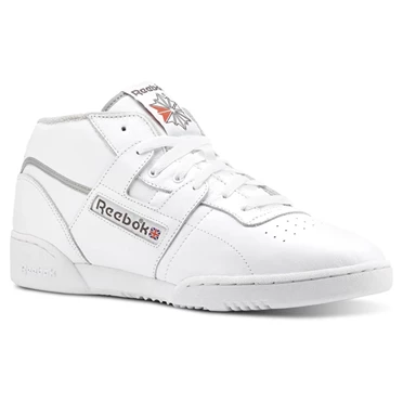 Zapatillas Reebok Workout Clean Mid Hombre Blancas Gris Oscuro Rojas | 569840HFX